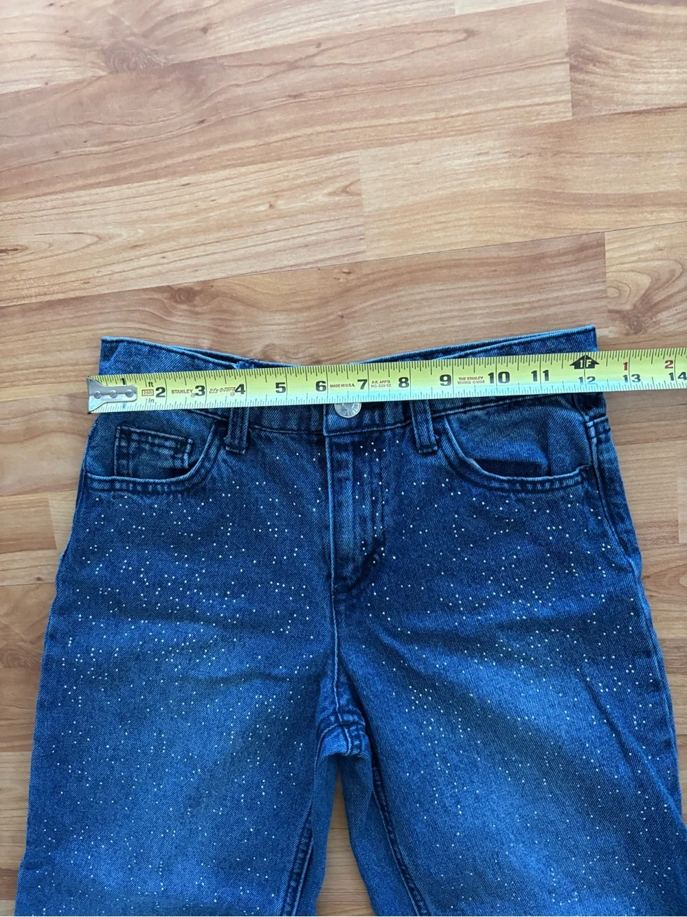 Justice Girls Blue wide Leg Jeans with White Speckle 8